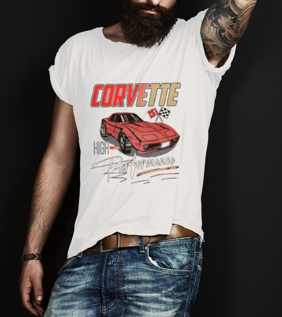 Corvette High Performance Chevrolet Sports Car Red Classic Vehicle T-Shirt