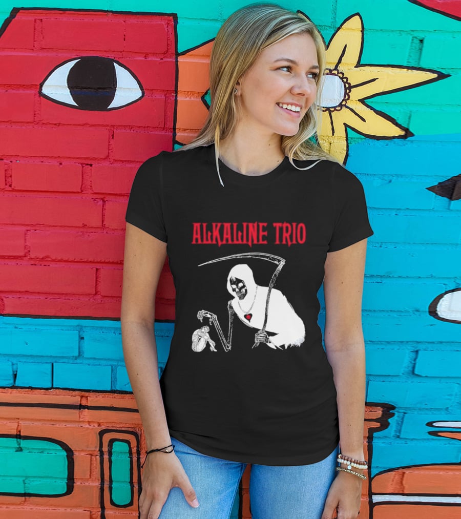 Alkaline Trio Grim Reaper Scythe Heart Skeleton T-Shirt