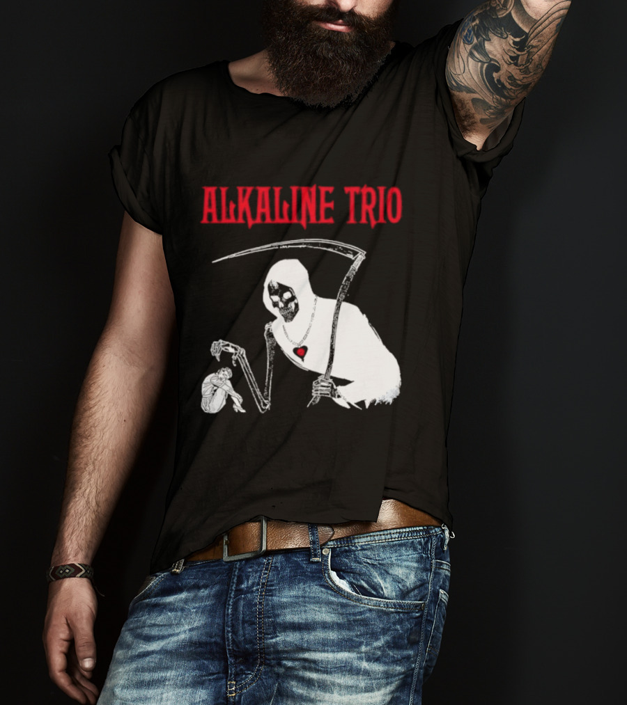 Alkaline Trio Grim Reaper Scythe Heart Skeleton T-Shirt