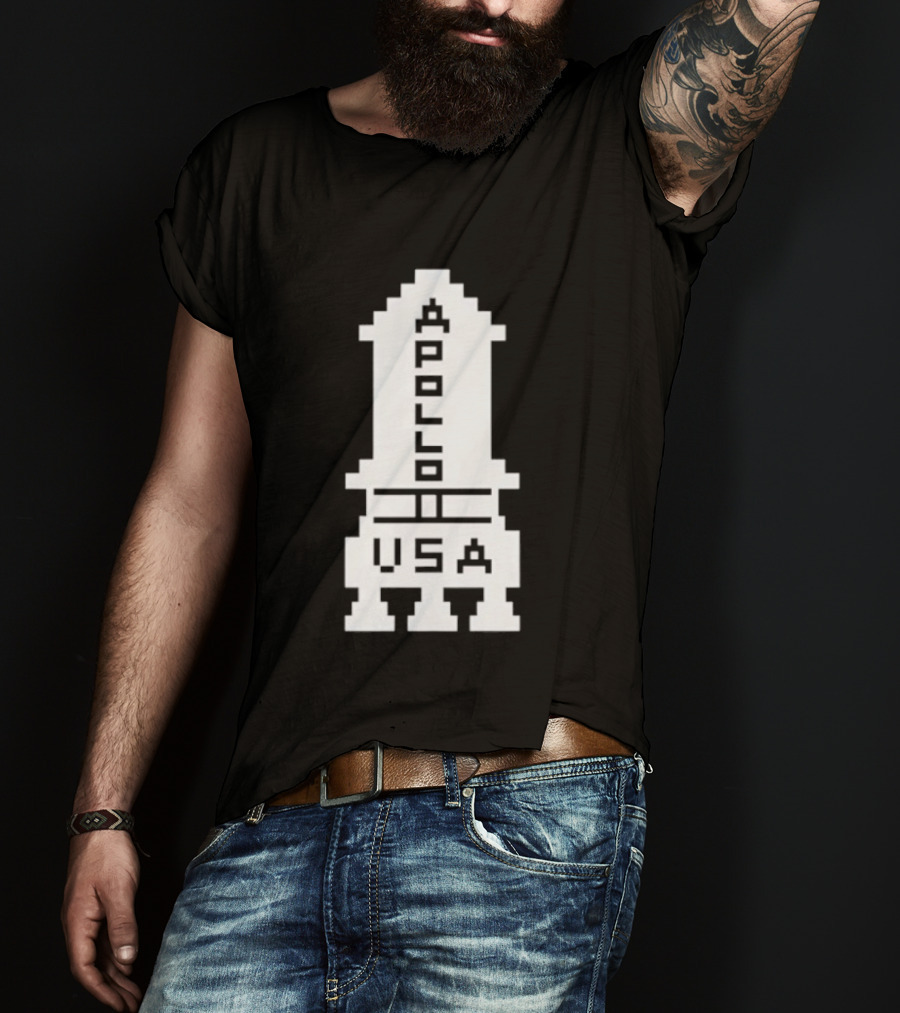 Apollo USA Rocket NASA Pixel T-Shirt