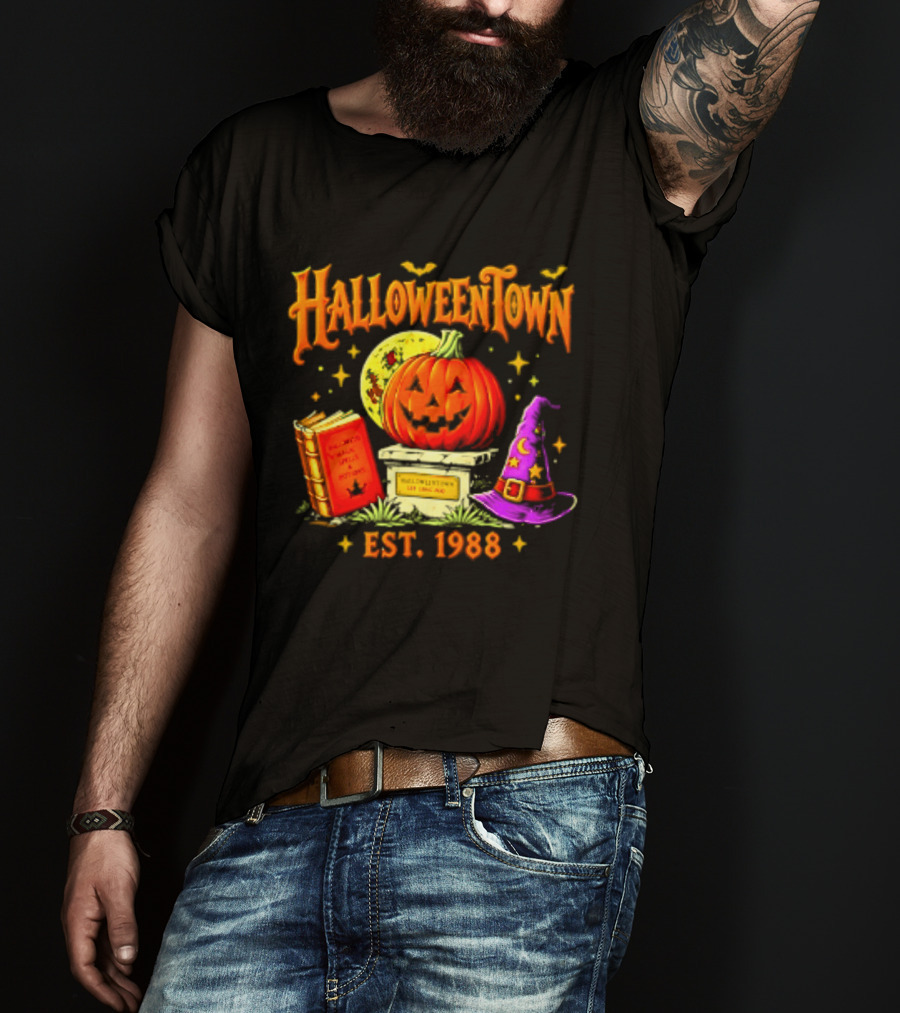 Halloweentown Est 1988 Magic Spells And Potions Pumpkin Witch Hat Book T-Shirt