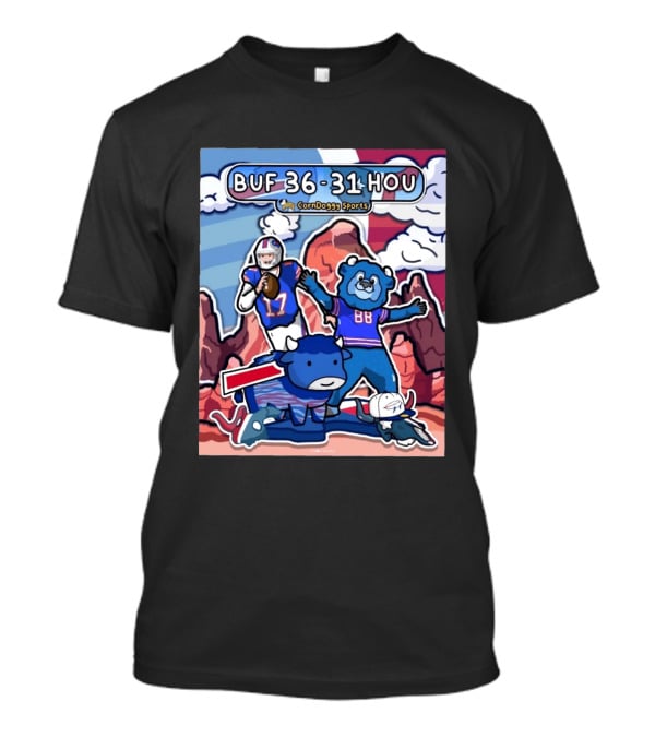 BUF 36 31 HOU CornDoggy Sports Doodle Buffalo Bills Houston Texans Game Day T-Shirt