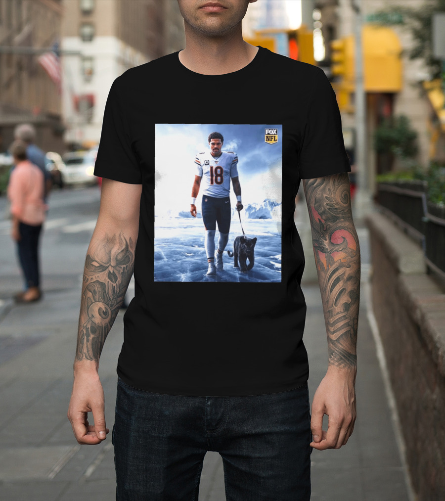 Chicago Bears Caleb Williams Black Panther NFL Ice Walk T-Shirt
