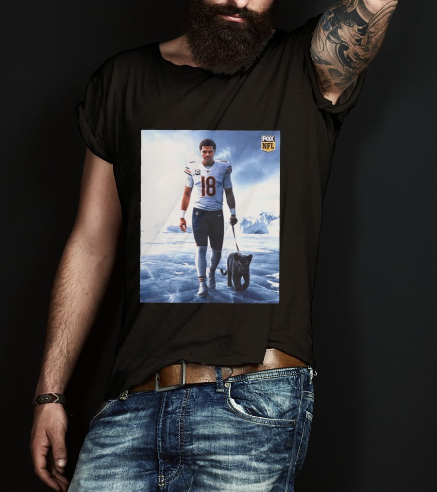 Chicago Bears Caleb Williams Black Panther NFL Ice Walk T-Shirt