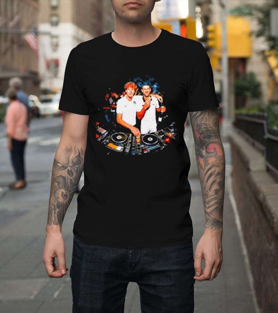Jannik Sinner Novak Djokovic DJ Party Smoking And Beer 2026 T-Shirt