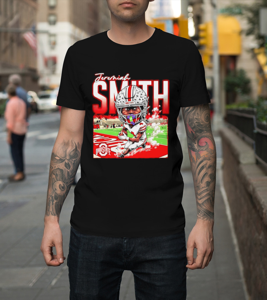 Jeremiah Smith Ohio State Buckeyes NCAA Player Running Caricature T-Shirt