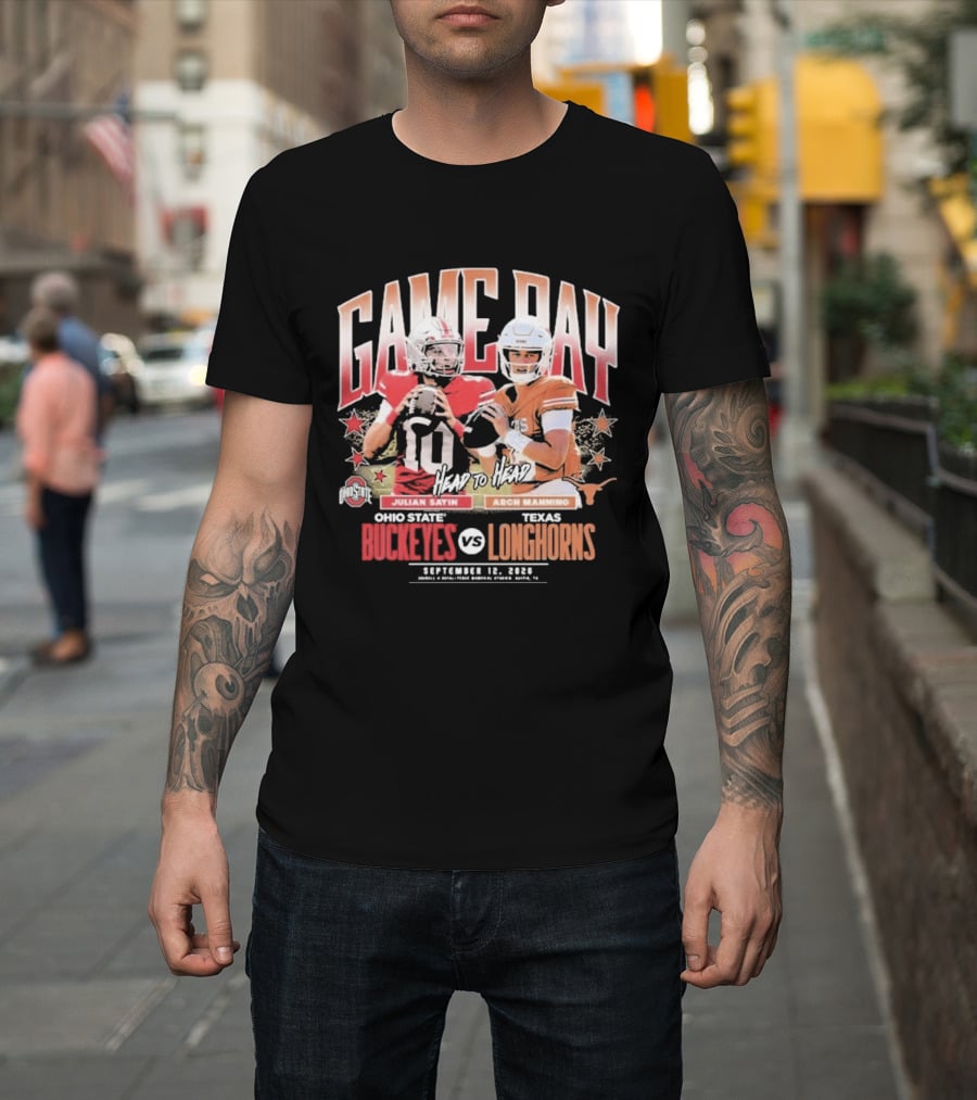 Ohio State Buckeyes Vs Texas Longhorns Julian Sayin Arch Manning Gameday September 12 2026 T-Shirt