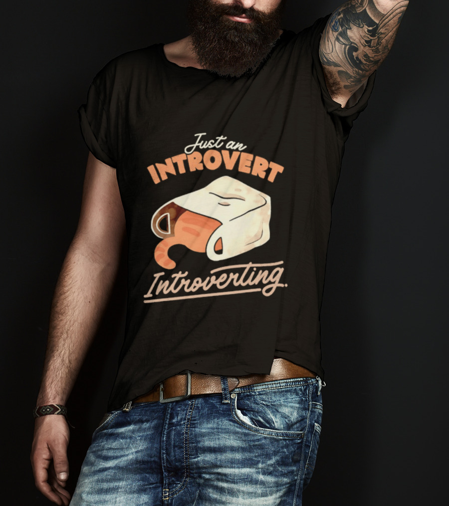 Just An Introvert Introverting Cat In A Bag T-Shirt