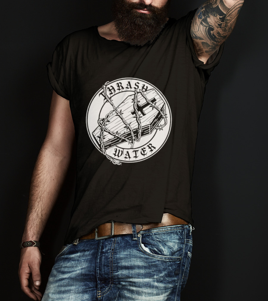 Thrash Water Coffin Barbed Wire Hardcore Punk Circle T-Shirt