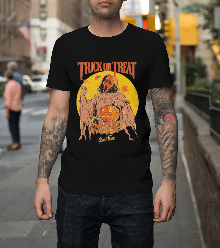Trick Or Treat Ghost Face Pumpkin Cavity Colors Halloween T-Shirt