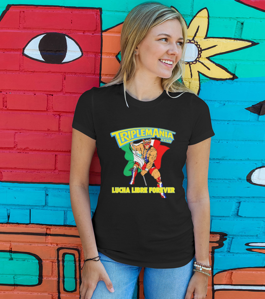 Triplemania XXXIV Lucha Libre Forever Wrestler Mexican Flag T-Shirt