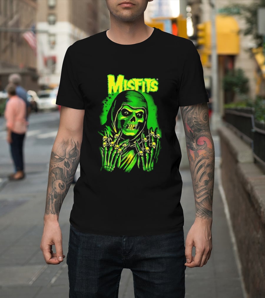Misfits Fiend Club 26 Punk Rock Jerry Only Skull Neon Green T-Shirt