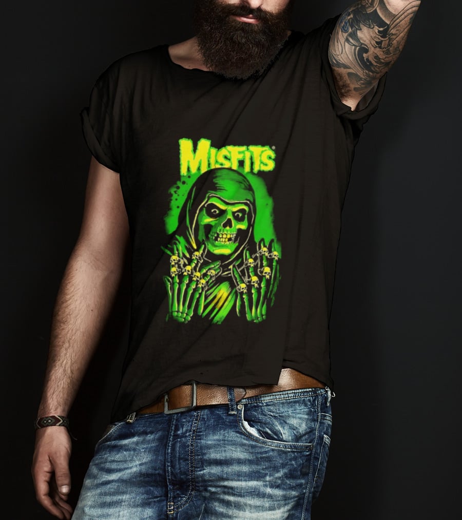 Misfits Fiend Club 26 Punk Rock Jerry Only Skull Neon Green T-Shirt
