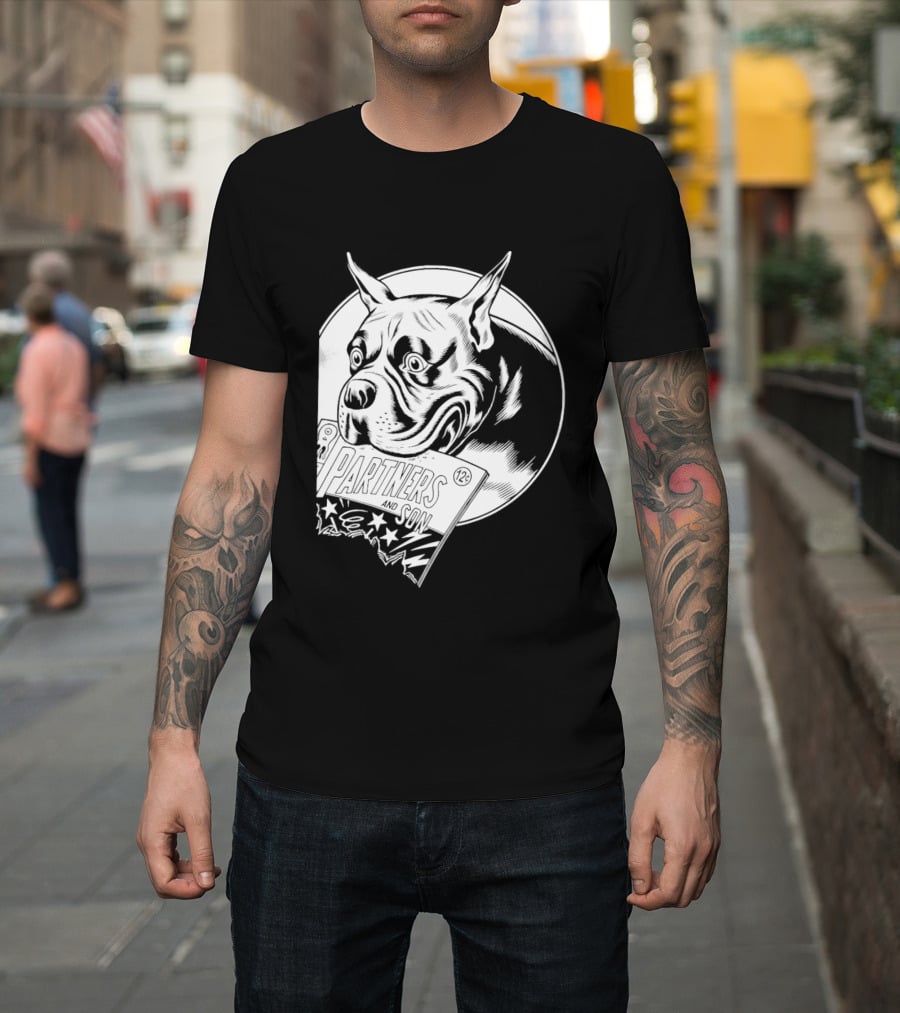 Pitbull Dog Comic Book With Biting Graphic And Stars T-Shirt