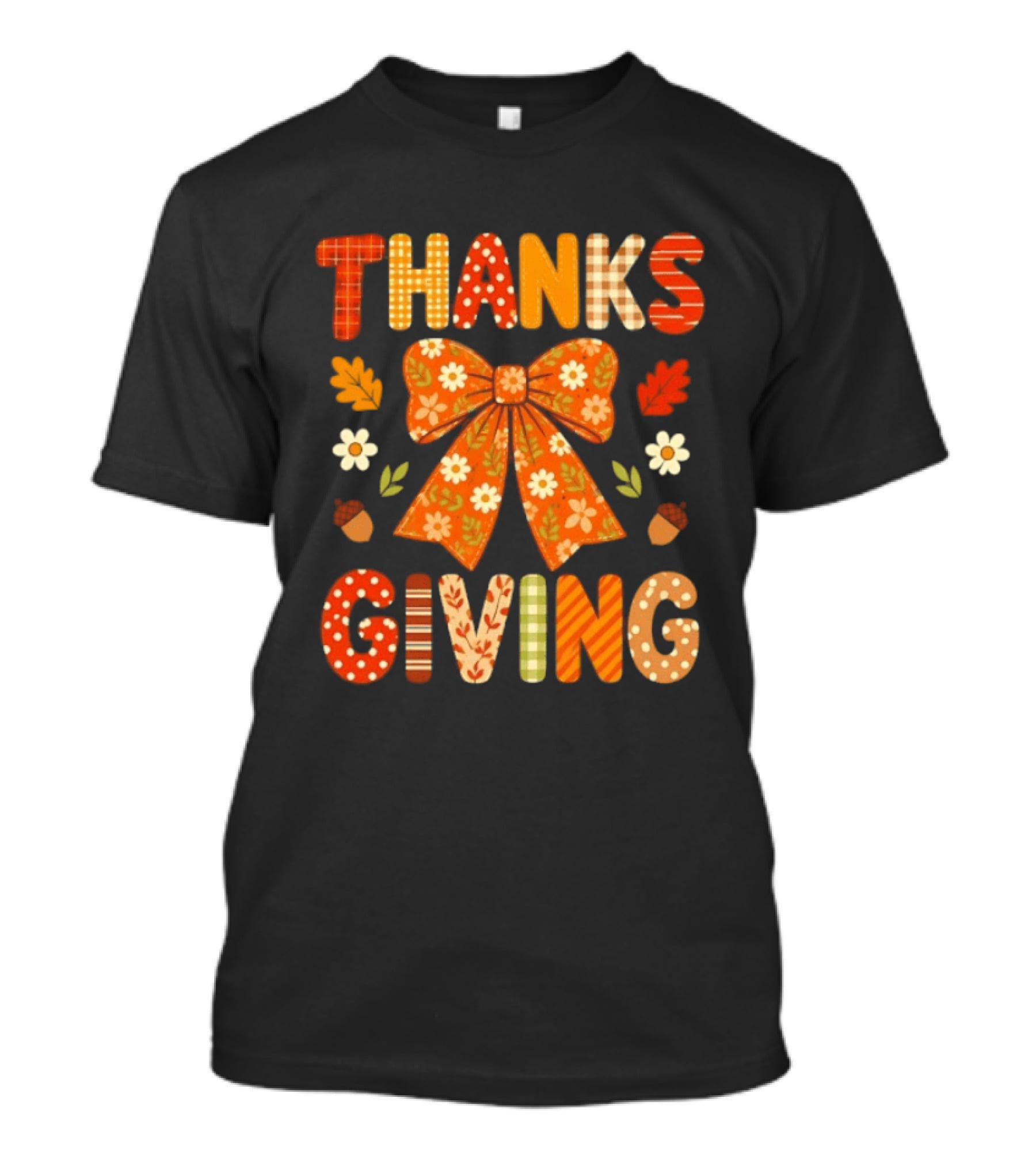 Thanksgiving Floral Bow With Autumn Acorns And Leaves T-Shirt