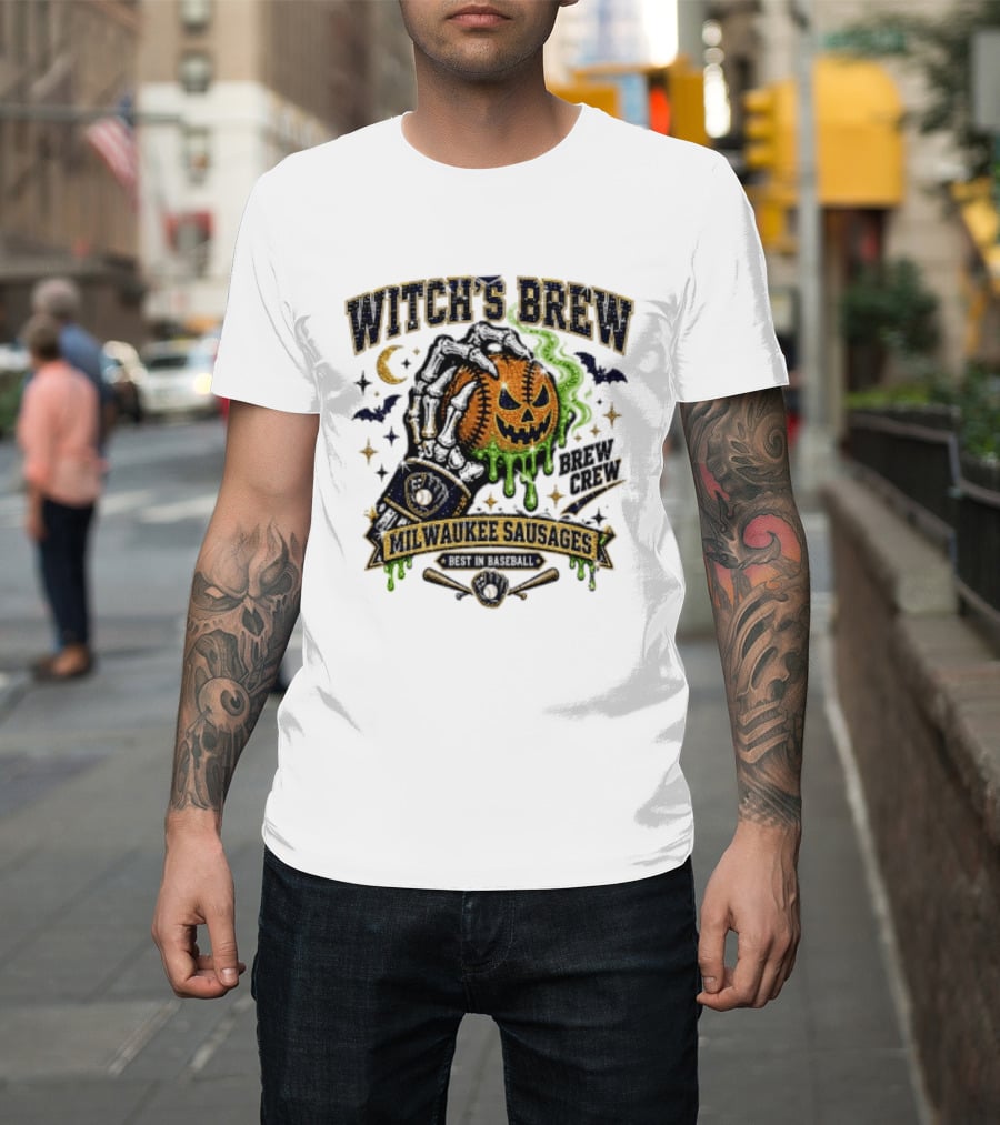Witch's Brew Milwaukee Sausages Brew Crew Best In Baseball Halloween 2026 T-Shirt