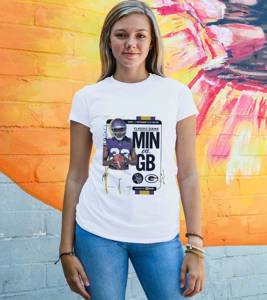 Minnesota Vikings Versus Green Bay Packers Classic Game Aaron Jones MIN GB T-Shirt