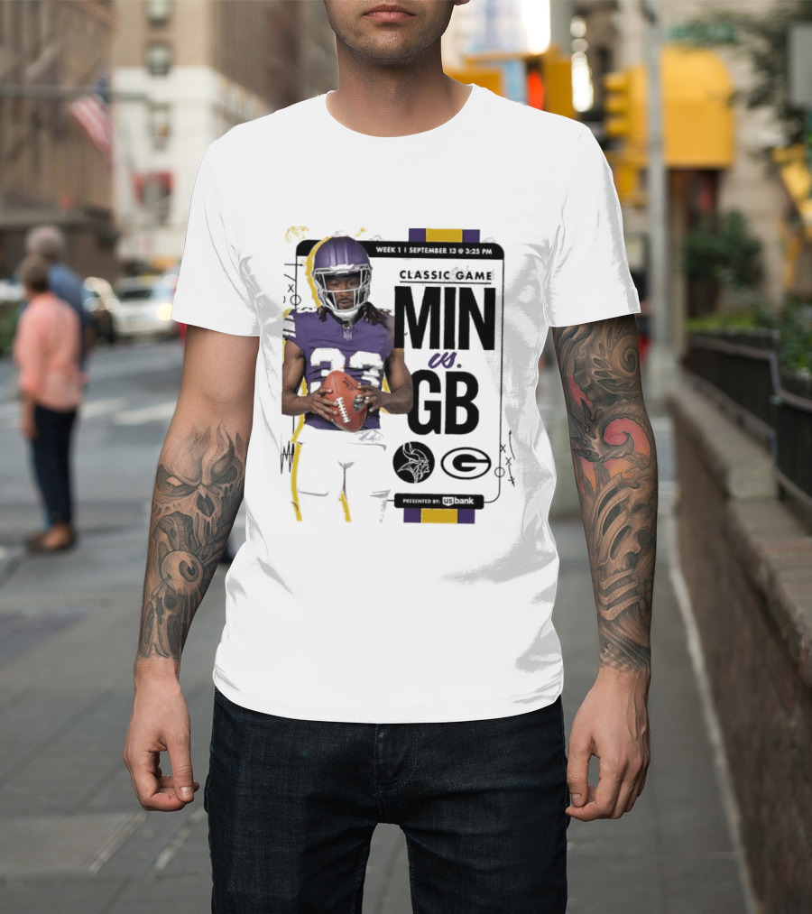 Minnesota Vikings Versus Green Bay Packers Classic Game Aaron Jones MIN GB T-Shirt