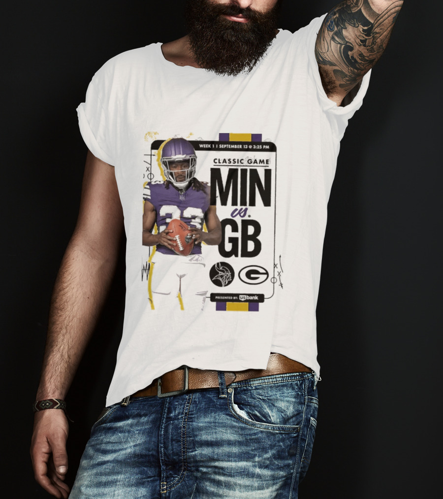 Minnesota Vikings Versus Green Bay Packers Classic Game Aaron Jones MIN GB T-Shirt