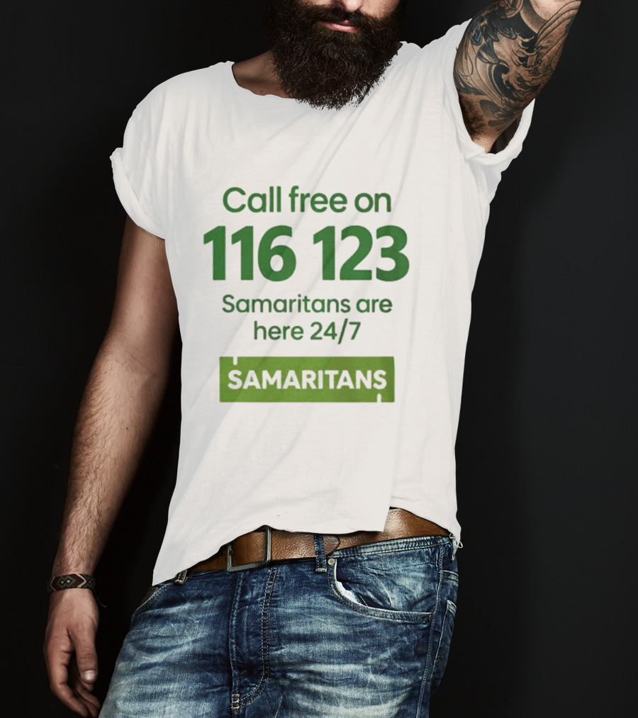 Aston Villa Together Against Suicide Samaritans 116 123 Call Free 24/7 T-Shirt