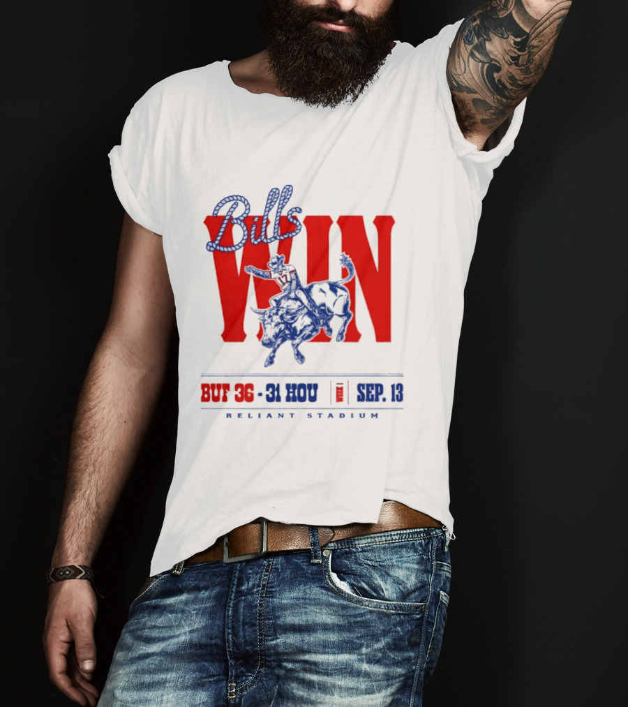 Bills Win BUF 36 31 HOU Week 1 Sep 13 Reliant Stadium Retro Style Football Victory Celebration T-Shirt