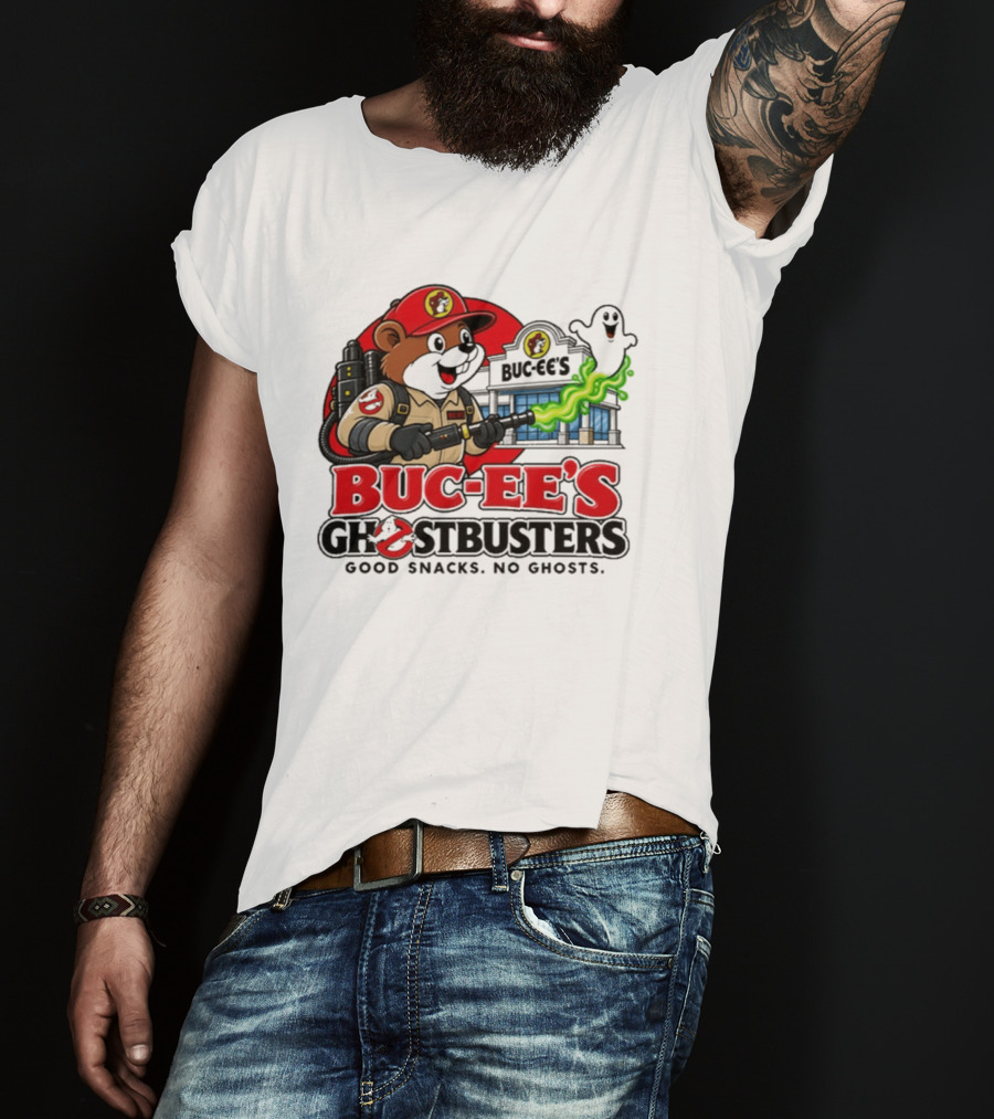 Buc Ee's Ghostbusters Good Snacks No Ghosts Ghostbuster T-Shirt