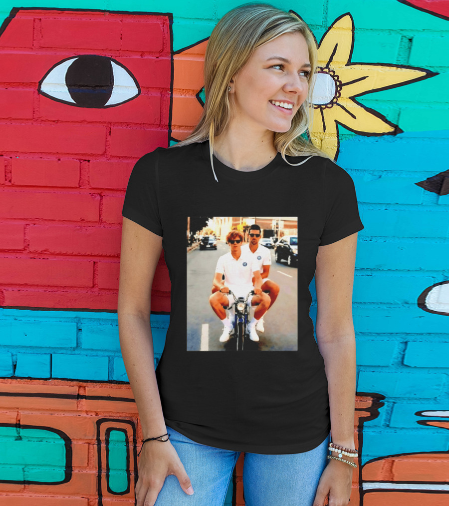 Jannik Sinner Novak Djokovic 2026 Motorcycle Ride Tennis Stars T-Shirt