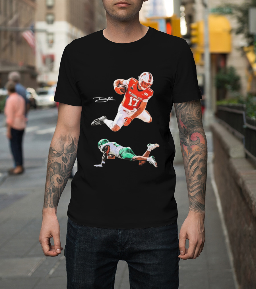 Oklahoma State Football Player Leap Over Oregon Opponent T-Shirt
