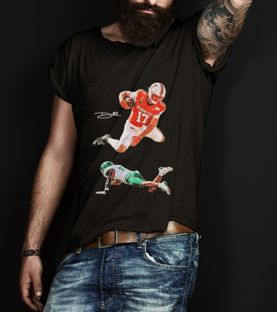 Oklahoma State Football Player Leap Over Oregon Opponent T-Shirt