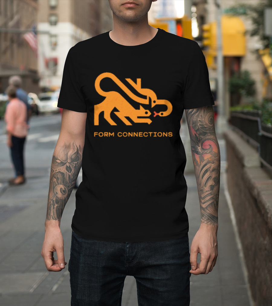 Form Connections Minimalist Cat And Snake T-Shirt