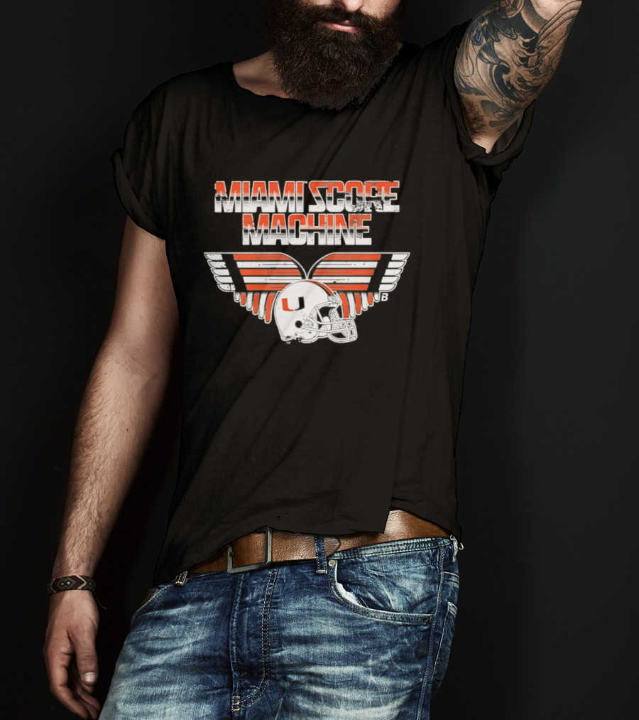 Miami Hurricanes NCAA Football Miami Score Machine Helmet T-Shirt