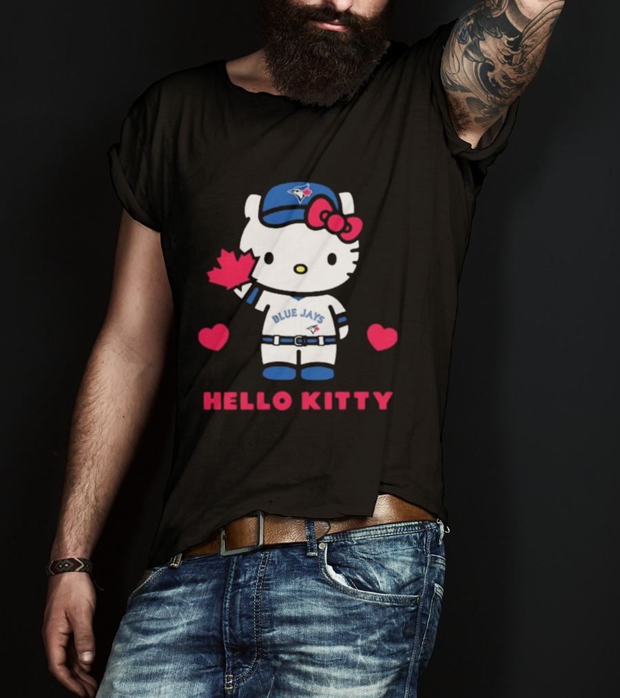 Hello Kitty Blue Jays 2026 With Maple Leaf And Hearts T-Shirt