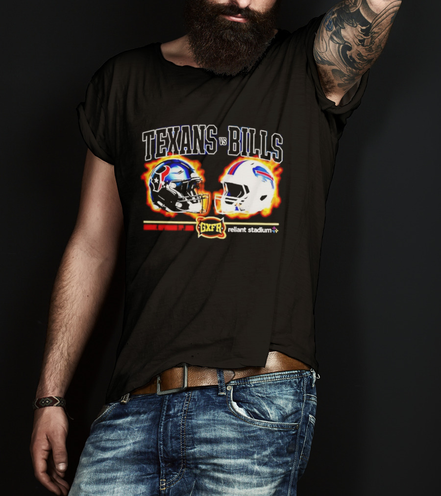 Texans Bills Helmet Showdown Vintage Style Game Day Football T-Shirt