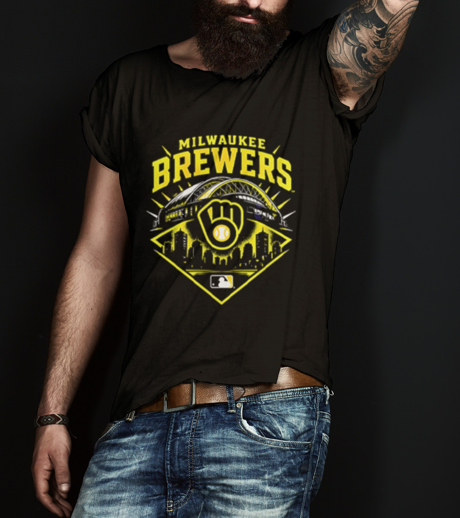 Milwaukee Brewers Skyline Baseball MLB Postseason 2026 Win Our Way Stadium T-Shirt