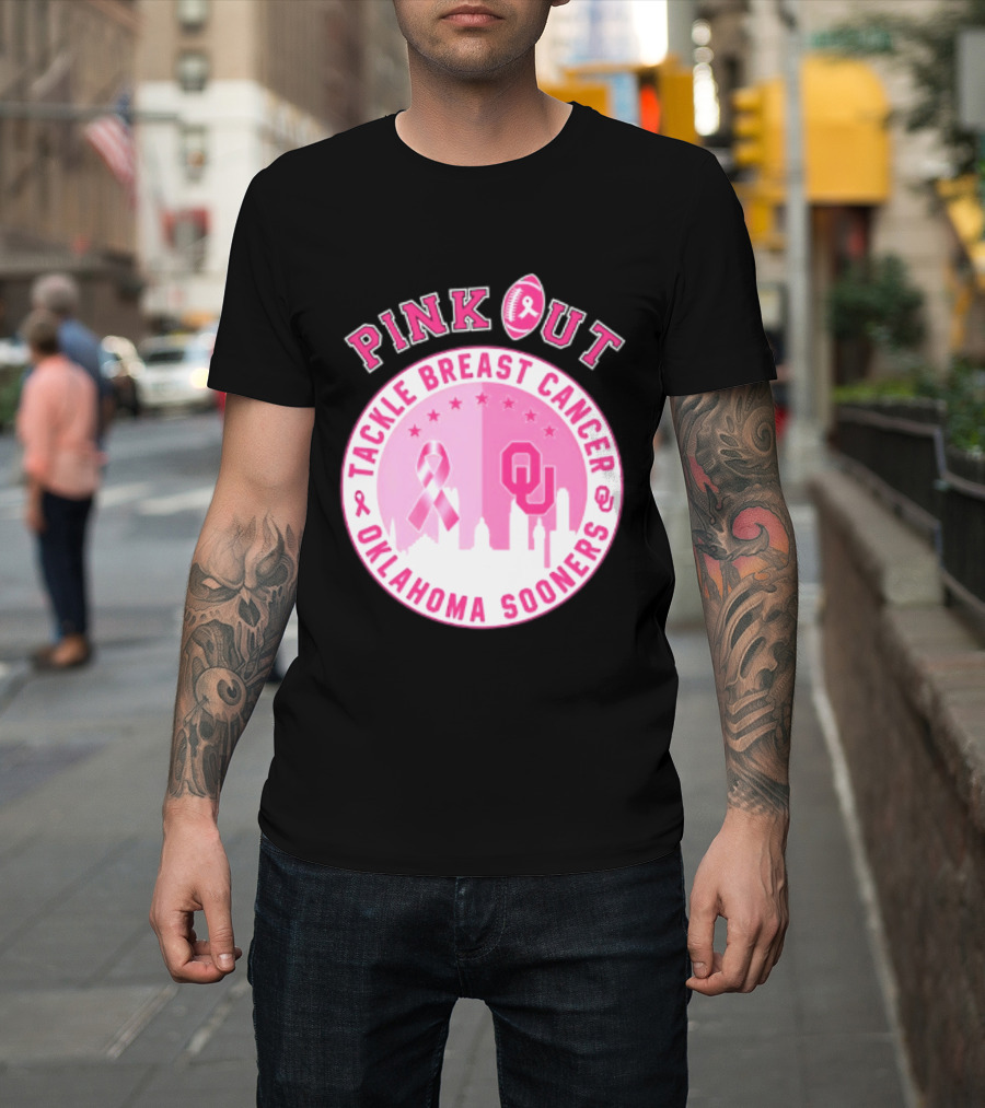 Oklahoma Sooners Pink Out Tackle Breast Cancer Football NCAA T-Shirt