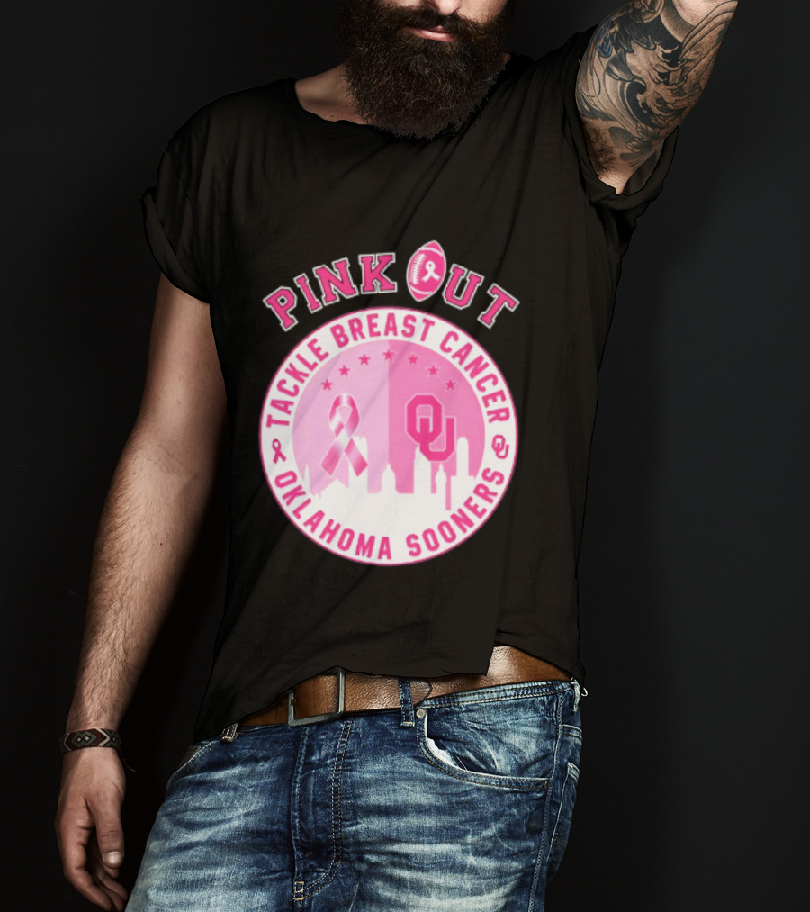 Oklahoma Sooners Pink Out Tackle Breast Cancer Football NCAA T-Shirt
