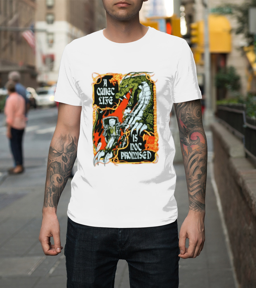 A Quiet Life Is Not Promised Dragon Knight Vintage Fantasy Adventure Scene T-Shirt