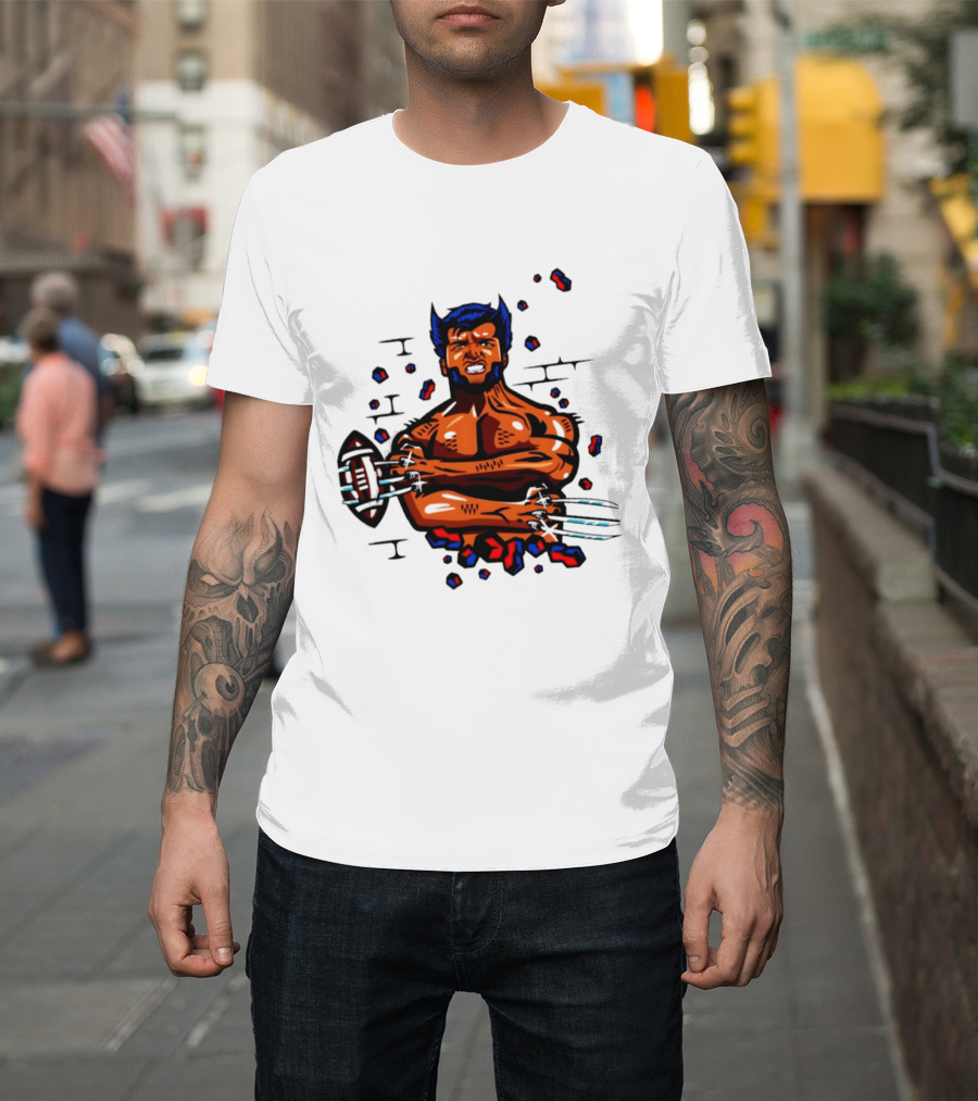 Marvel Wolverine Football Caricature Bold Comic T-Shirt