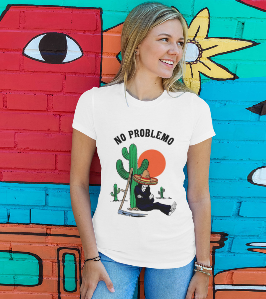No Problemo Grim Reaper Sombrero Cactus Sunset Mexico T-Shirt
