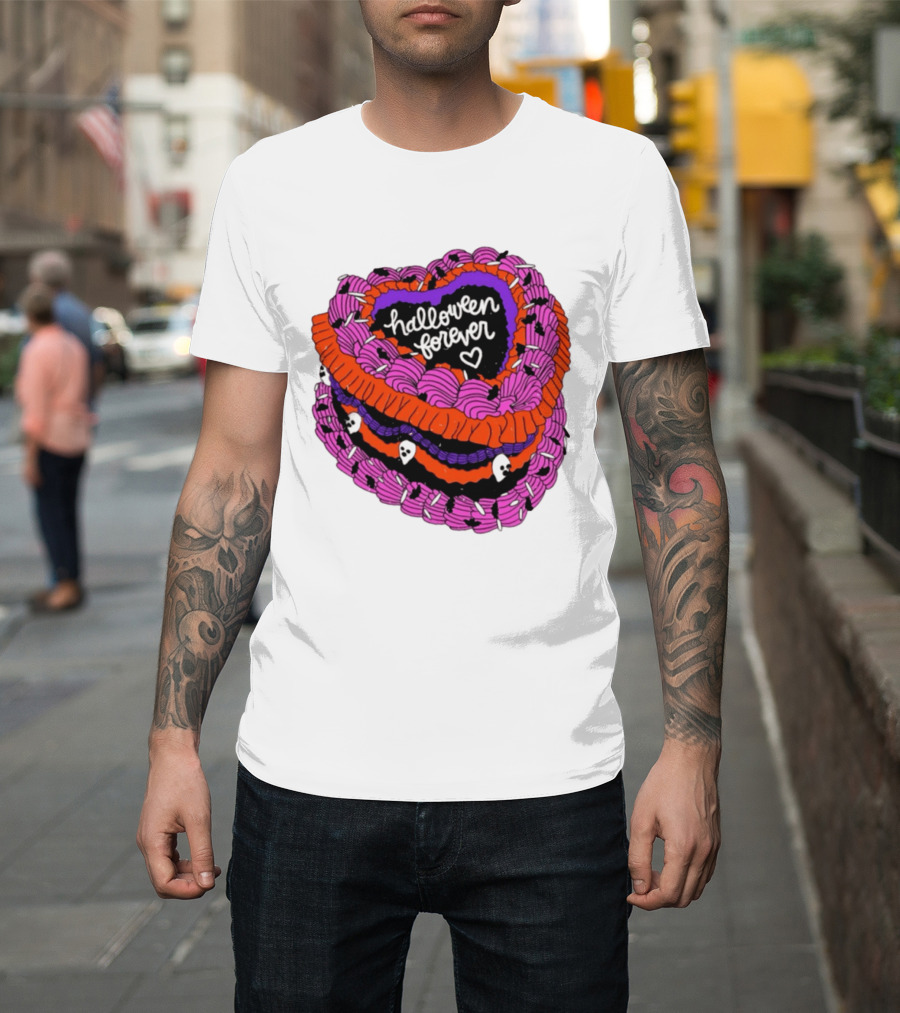 Halloween Forever Heart Cake Spooky Goth Aesthetic Skeleton Decor T-Shirt