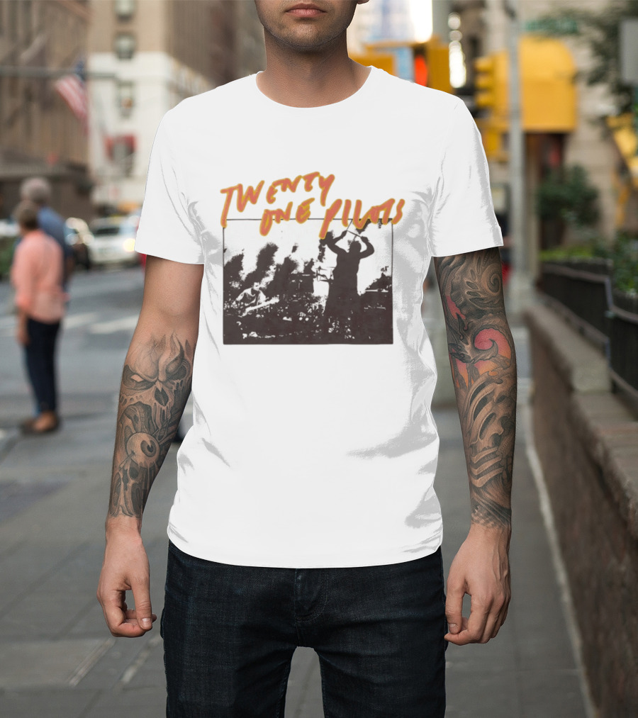 Twenty One Pilots Live Photo Silhouette Drummer Stage Performance T-Shirt