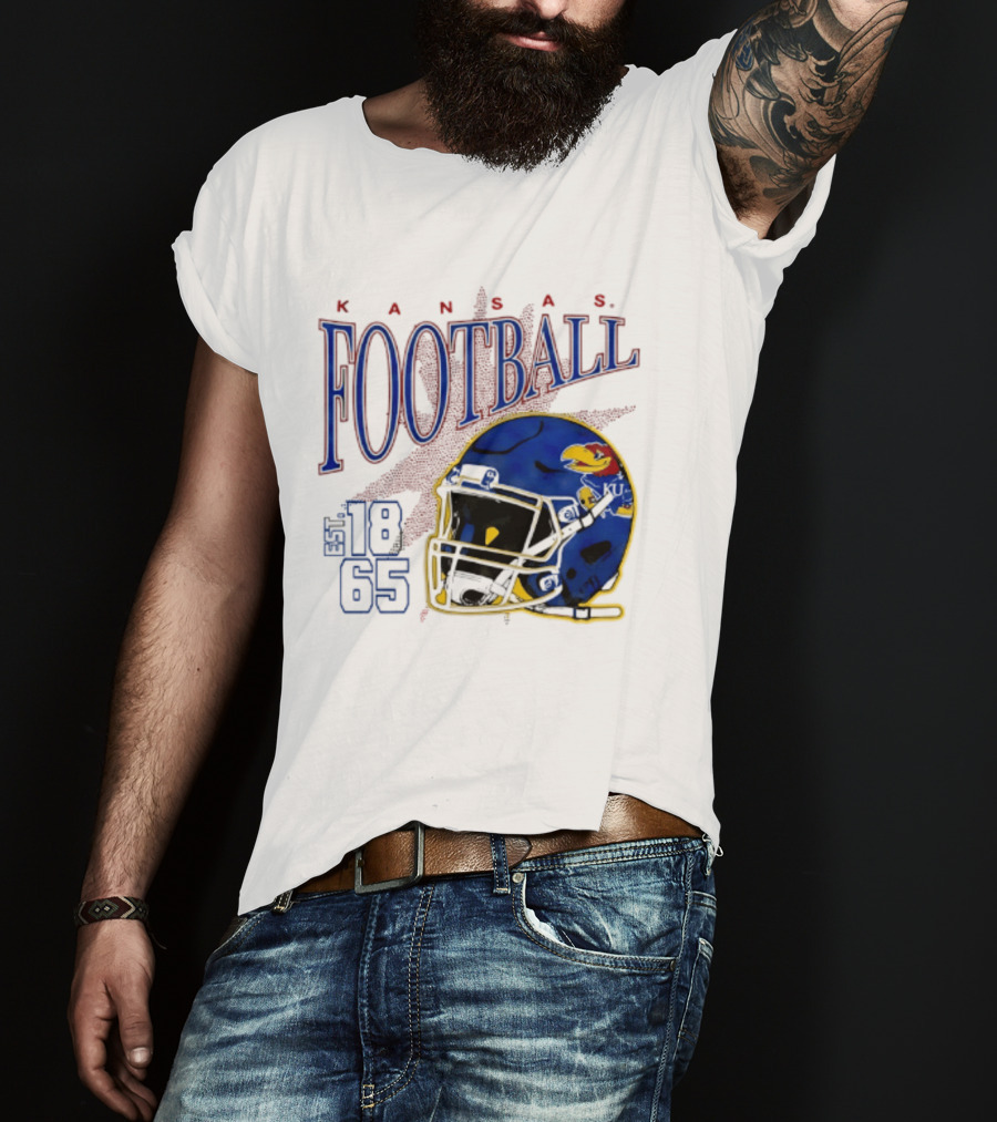 Kansas Jayhawks Football Est 1865 Helmet T-Shirt