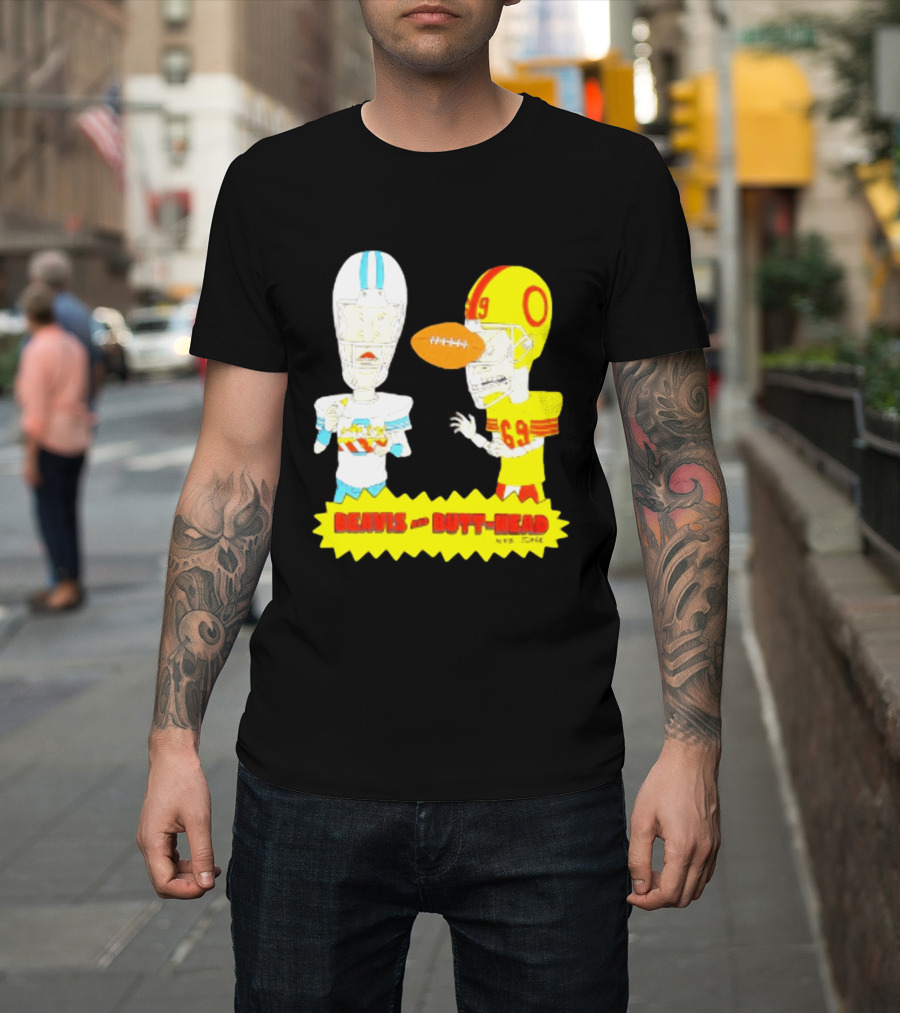 Beavis And Butt Head Football Parody Player Cartoons MTV Series 90s Humor T-Shirt