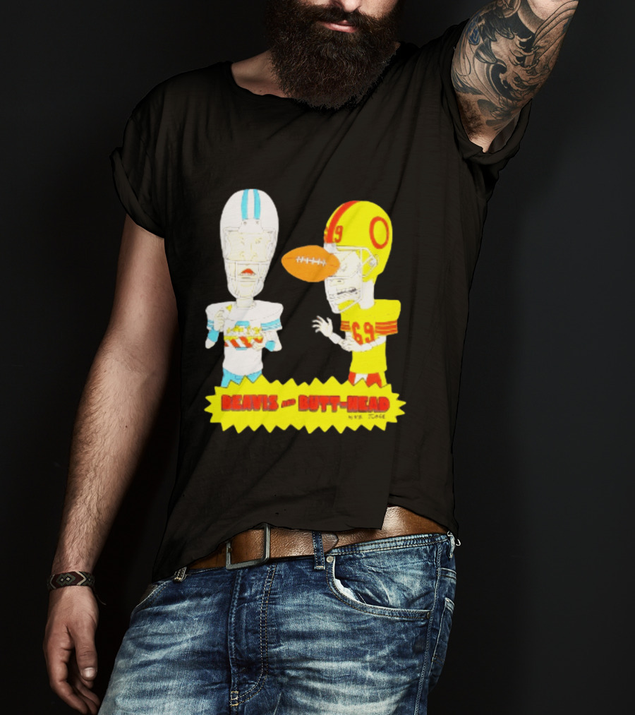 Beavis And Butt Head Football Parody Player Cartoons MTV Series 90s Humor T-Shirt