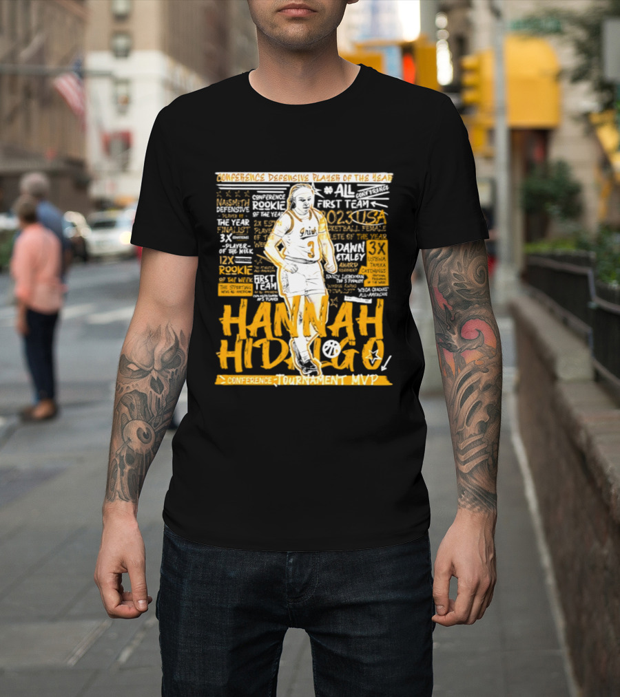 Hannah Hidalgo 2023 NCAA Conference Defensive Player Of The Year Tournament MVP Rookie Team Honors T-Shirt