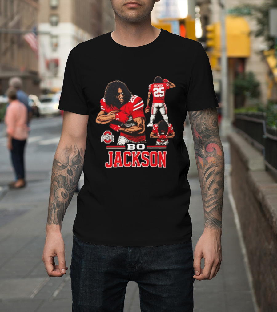Ohio State Buckeyes Bo Jackson Football Player 25 Red Jersey T-Shirt