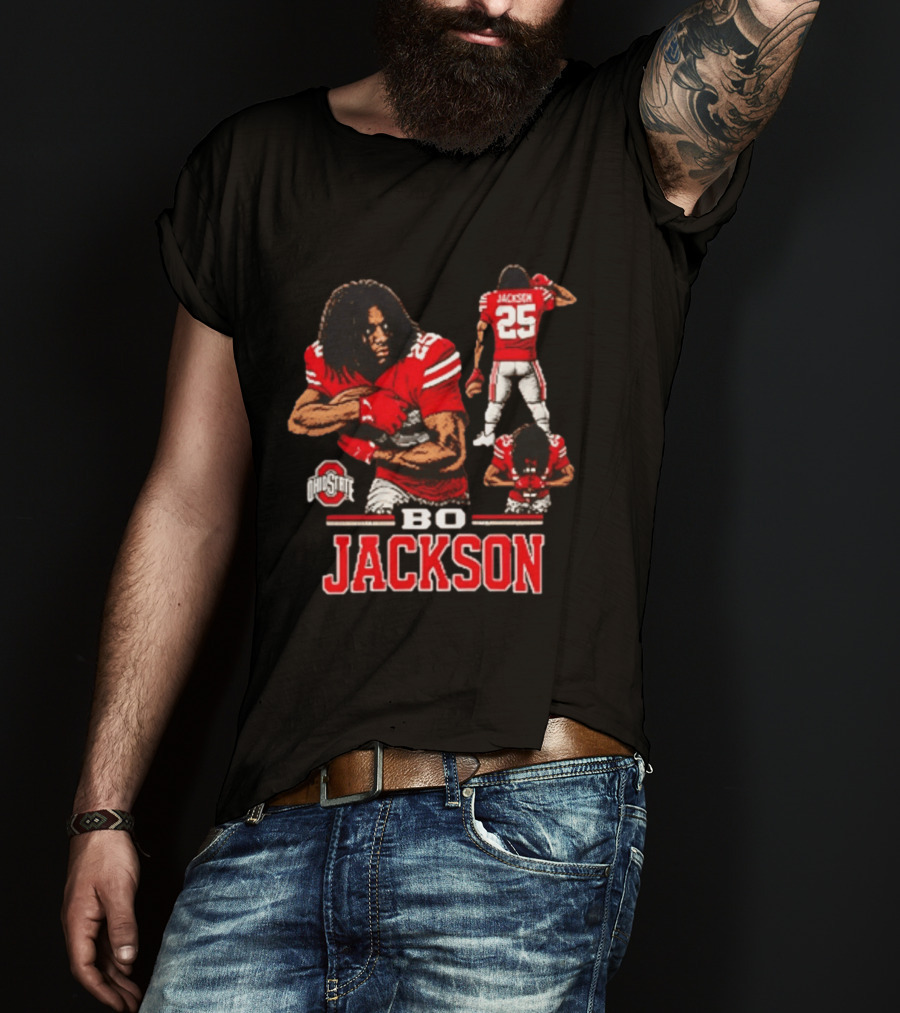 Ohio State Buckeyes Bo Jackson Football Player 25 Red Jersey T-Shirt