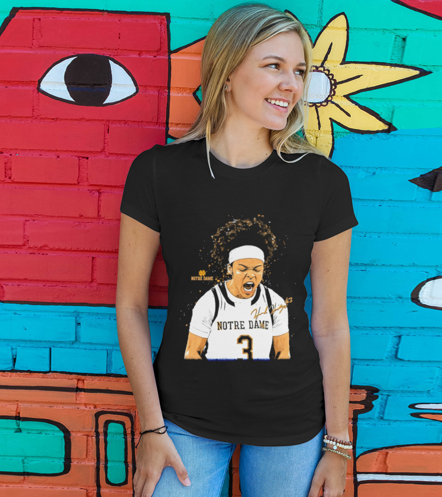 Notre Dame Basketball Hannah Hidalgo Caricature Number 3 NCAA Women's Player T-Shirt