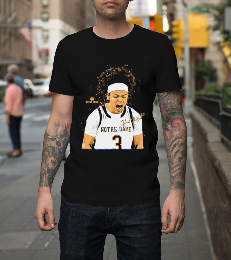Notre Dame Basketball Hannah Hidalgo Caricature Number 3 NCAA Women's Player T-Shirt