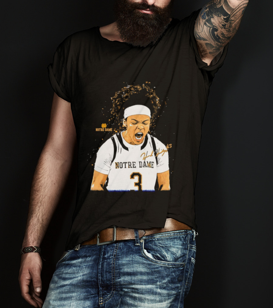 Notre Dame Basketball Hannah Hidalgo Caricature Number 3 NCAA Women's Player T-Shirt